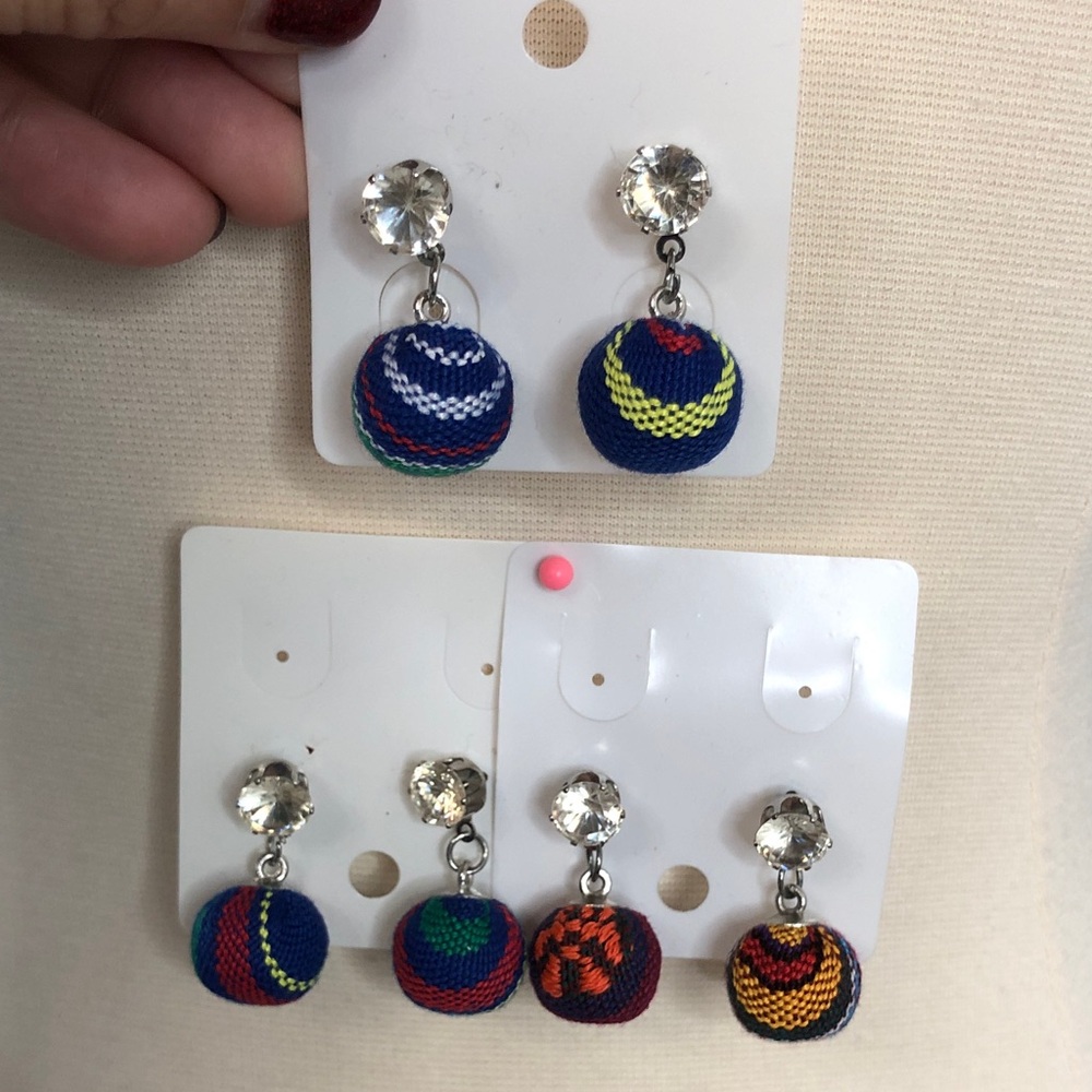 Guatemalan handmade Colorful Beaded Earrings with Crystal Accents - Picture 8 of 11